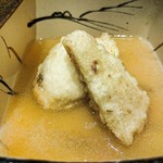鰻前えとう - 虎ふぐの白子と筍の天ぷら、蕪餡掛け
