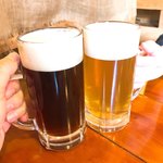 高円寺麦酒工房 - 【2018年01月】左：コーヒービール、右：みかんペールで乾杯(^^)/