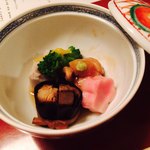 Resutoran Nanami - 煮物  にしん昆布巻き  鳥治部煮  海老芋旨煮  菜花