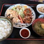 ごはん職人六兵衛 - 唐揚げ4&3盛り合わせ定食