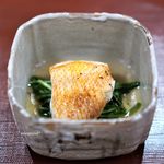 神楽坂 阿部 - キンキと壬生菜の焼き浸し