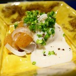 野嵯和 - 寅河豚のたたき、白子バターソースとポン酢のジュレ