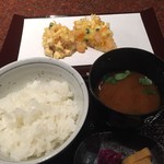 京都 天ぷら圓堂 - シメのかき揚げ、赤出汁