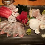 Jouzenji Nakamura - 本日のお造り３種　目鉢鮪、鮃、活蛸