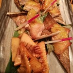 定禅寺 なかむら - 鶏の柚子味噌焼き、新筍炙り