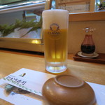 魚河岸 ひかり寿司 - 中ジョッキ 480円(2018年1月)