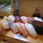 魚河岸 ひかり寿司 - 市場寿司 1000円(2018年1月)