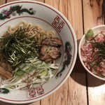 油そば（並盛） ¥500 ＋ ミニ牛トロ丼 ¥300