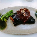 なすのそば味噌かけ