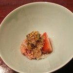 りょうりや 御旅屋 - 生ハムとトマトの日野菜みぞれ酢