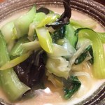 かつぎや - 特注　青梗菜と木耳と長葱の塩炒め　絶品