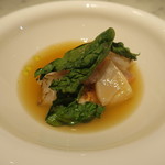 オルグイユ - 30年1月　スープ　雷烏賊、帆立、甘海老、桃かぶ、ちぢみホウレン草