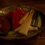 がじゅまる - メニュー外「金山寺味噌と野菜の肴」