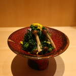 こころや - 春菊と菊花としめじのお浸し