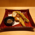 こころや - ホタテのレアフライ 山椒塩で