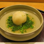 日本料理 太月 - 30年1月　百合根饅頭　芝海老真薯　菜の花餡