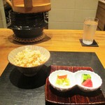 おおたに - ご飯物：鯛と桜海老と新ごぼうの炊き込みご飯。　　　　　　2018.01.06