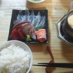 海さくら - お刺身、御飯、茶碗蒸し。