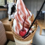 高原アイスクリーム研究所 - ワッフル。ラズベリーソースで(^^)