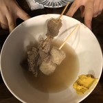 Okonomiyaki Andoyaki Soba Teppan - 牛すじと鶏つみれと姫ピース