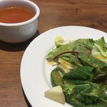 ジョリーパスタ - ランチセットのスープとサラダ