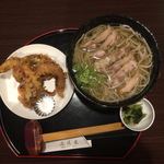 四季の味そば処 二見屋 - 肉そば+げそ天ぷら