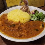 SPICY CURRY 魯珈 - 新春！スパイシーポークカレーライス大盛+るうろう煮玉子