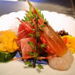 鉄板焼レストラン八景 - 「よくばりディナーコース」お造り