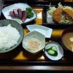 Sekisui - カツオとメンチカツ（常陸牛）定食
