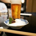 京都 中之光庵 - お通しとビール