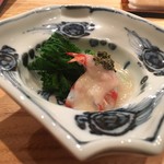 荒木町たつや - 車海老と菜の花 白味噌あん