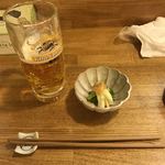 居酒屋山さん - お通し 新ネギの酢味噌和え