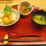 天ぷら やす田 - 卵天丼と姫レンコンのきんぴら＠300円(税込み)