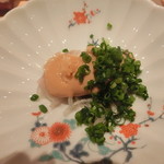 鮨 さかい - トラ河豚皮とあん肝ソース和え