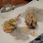 天ぷら 神田 - 銀杏串・牡蠣