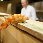 東麻布 天本 - 大分豊後水道の車海老（横から）