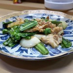 家庭料理 小川 - オオタニワタリ豚バラ炒め