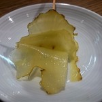 中国菜 火ノ鳥 - 甜品　杏露酒風味の菊芋と洋梨　開くとこんな感じ