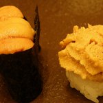 すし割烹 翁鮨 - 北海道のうにと、淡路島のうに