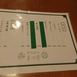 とんかつまつを - まつを　メニュー