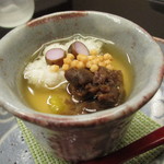 ふな田 - 1品目先付　茶碗蒸し　志野焼きです