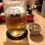 博多もつ処 東屋 - 生ビールとお通し