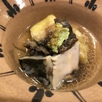うを徳 - [煮物②】②大原産蒸黒鮑と山口萩産たまげ茄子