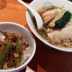 麺屋 六感堂 - しじみ蕎麦・醤油＋肉増し（過去の限定）＋わかさぎ天丼（過去の限定）