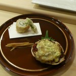 鮨 大門 - せいこがに、タラの芽と太刀魚の天ぷら