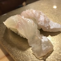 寿司 すみたに - 天然ヒラメ昆布締め、えんがわ