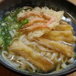 葉隠うどん - うどん　えびかき揚げ　大盛、トッピング　ごぼう