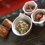 清澄の里 粟 - いわしのみりん干し、いたどりの卵とじ