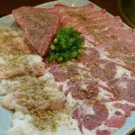 肉料理 大森 - 塩厚切ロース、塩テッチャン、塩タン下、塩ツラミ