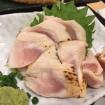 水炊き 豊満 - 鶏刺し。山葵醤油で。